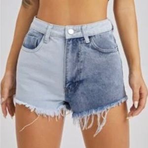 Two Tone Raw Denim Shorts